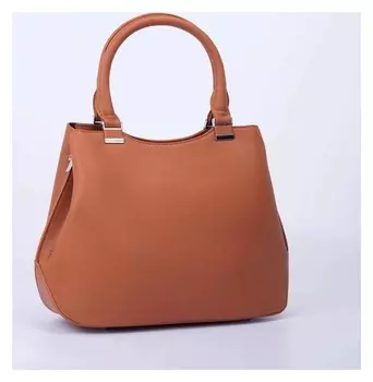 Сумка-тоут, отдел на молнии, наружный карман, длинный ремень, цвет рыжий