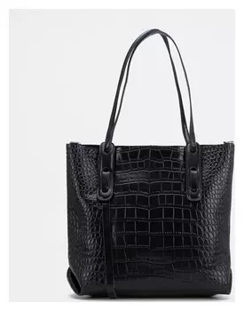 Сумка-тоут, отдел на молнии, наружный карман, длинный ремень, цвет синий