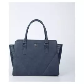 Сумка тоут, отдел на молнии, наружный карман, длинный ремень, цвет синий