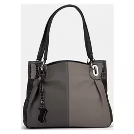 Сумка-тоут, отдел на молнии с перегородкой, наружный карман, цвет серый