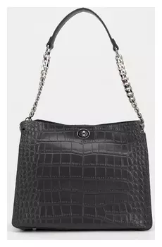 Сумка-тоут, отдел на застёжке, длинный ремень, цепочка, цвет серый