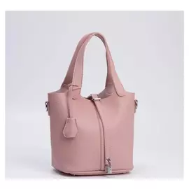 Сумка-тоут, открытый отдел, длинный ремень, цвет розовый