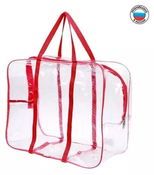 Сумка в роддом с карманом, цвет красный