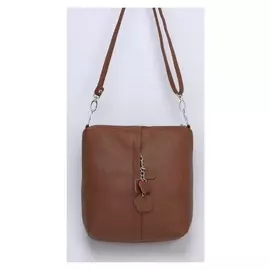 Сумка женская, 2 отдела на молнии, наружный карман, длинный ремень, цвет коричневый