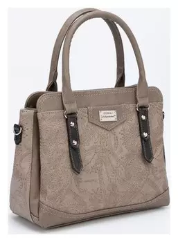 Сумка женская, 3 отдела на молнии, наружный карман, длинный ремень, цвет бежевый