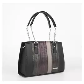 Сумка женская из искусственной кожи на молнии, наружный карман, длинный ремень, цвет чёрный