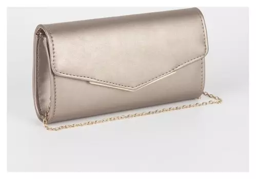 Сумка женская, отдел на клапане, длинная цепь, цвет бронзовый