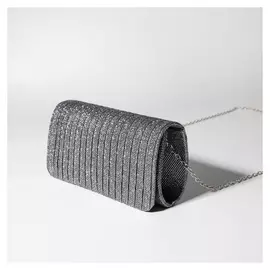 Сумка женская, отдел на клапане, длинная цепь, цвет серый