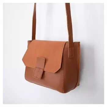 Сумка женская, отдел на клапане, длинный ремень, цвет коричневый