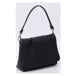 Сумка женская, отдел на клапане, наружный карман, длинный ремень, цвет чёрный