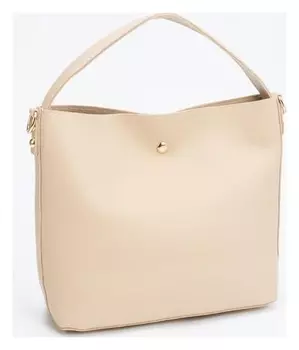 Сумка женская, отдел на кнопке, длинный ремень, цвет бежевый