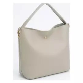 Сумка женская, отдел на кнопке, длинный ремень, цвет серый