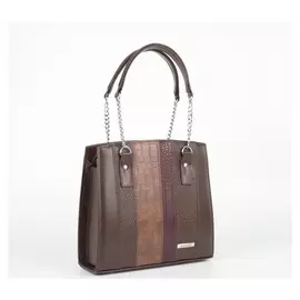 Сумка женская с жестким каркасом, отдел на молнии, наружный карман, длинный ремень Цвет коричневый