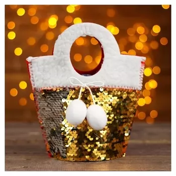 Сумочка для подарков Всплеск с помпонами