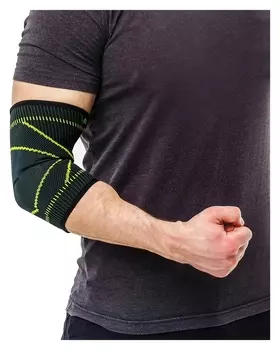 Суппорт локтя, размер универсальный (1 шт), цвет чёрный/салатовый