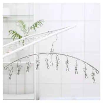 Сушилка для белья, 10 прищепок, 45×1×19 см, металл