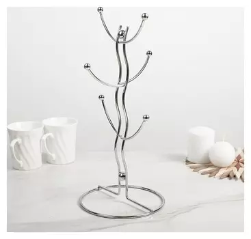 Сушилка для кружек 16×16×32 см, 6 крючков