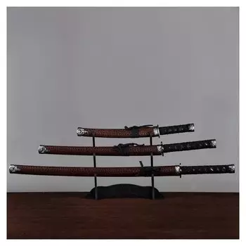 Сув. изделие катаны 3в1 на подставке, ножны кожзам, змея коричн. 46/70/89см