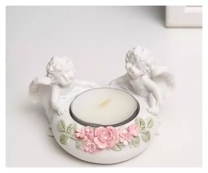 Сувенир "2 ангелочка со свечой" 5,5х9х7 см