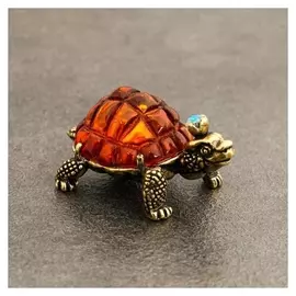 Сувенир "Черепаха тортилла", латунь, янтарь, 2,0х2,3х3,3 см