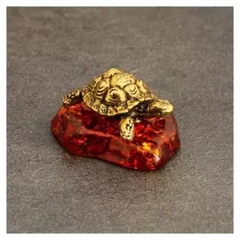 Сувенир "Черепашка большая", латунь, янтарь, 1,5х2,1х3,0 см