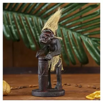 Сувенир дерево "Абориген-барабанщик" 16х7х7 см