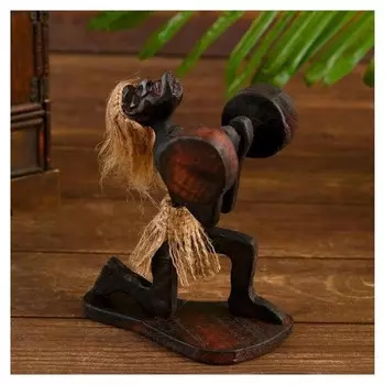 Сувенир дерево "Абориген-штангист" 20х18х11 см