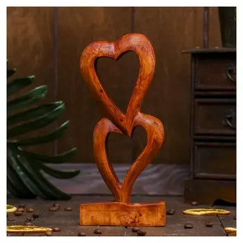 Сувенир дерево "Два сердца" коричневый цвет 20х9х3 см