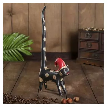 Сувенир дерево "Кошка под кольца черная с колпаком" 13х4х32 см