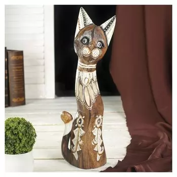 Сувенир дерево "Кошка с цветами" 5,5х11х40 см