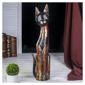 Сувенир дерево "Кошка с красным узором" 5х14х60 см
