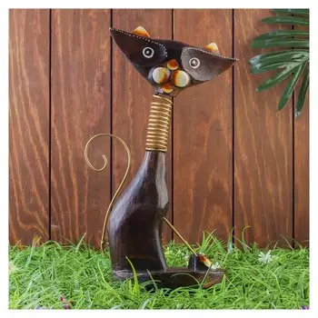 Сувенир дерево "Кошка с пружиной" 15х11х30 см