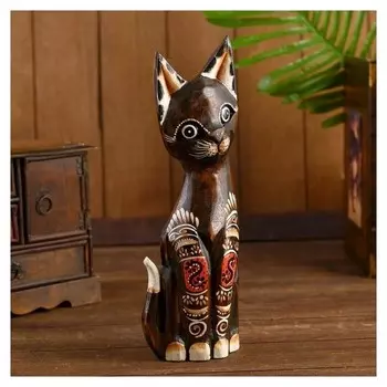 Сувенир дерево "Кошка с росписью на лапках" 30х10х3 см