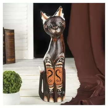 Сувенир дерево "Кошка с росписью на лапках" 40х10х4 см