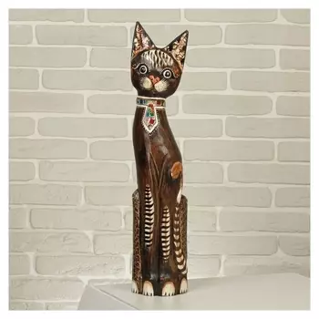Сувенир дерево "Кошка в галстуке из мозаики" 60х12х6 см