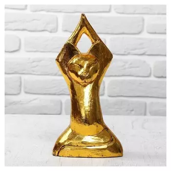 Сувенир дерево "Кот йог" 14х6,5х25 см