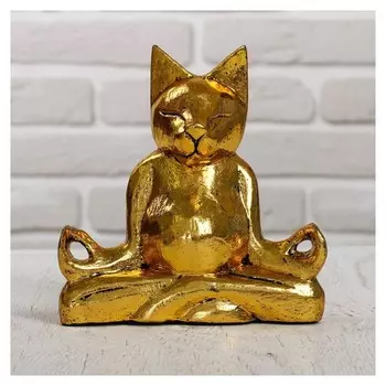 Сувенир дерево "Кот йог" 15х6,5х15 см