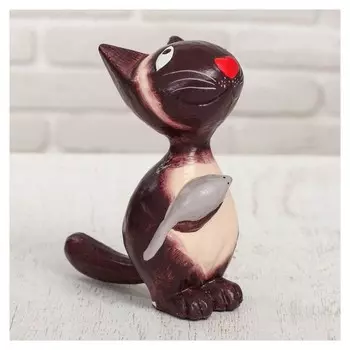 Сувенир дерево "Кот с мышкой" 13х8х17 см