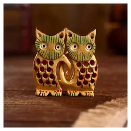 Сувенир дерево "Пара сов" 6х6х1,5 см