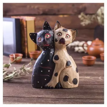 Сувенир дерево "Парочка кошек: черная и белая" 4,5х14х20 см