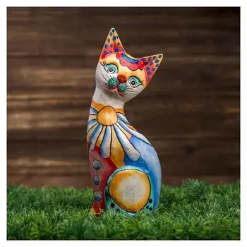 Сувенир дерево "Разноцветный котёнок" 25х10х5 см