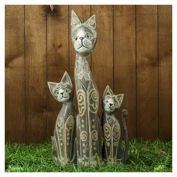 Сувенир дерево "Семейка серых кошек" 30х8х60 см
