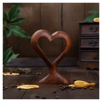 Сувенир дерево "Сердце" коричневый 15х11х3 см