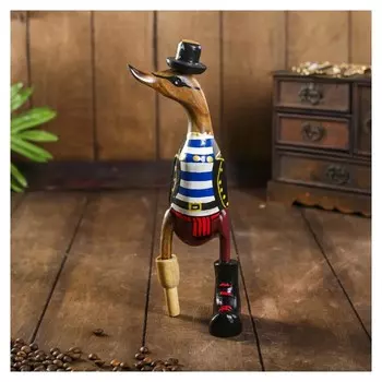 Сувенир дерево "Утка пират" 13х9х27 см