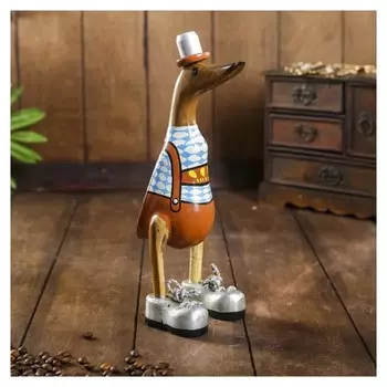 Сувенир дерево "Утка с подтяжками" 13х9х27 см