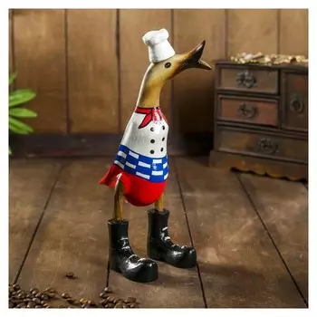 Сувенир дерево "Утка шеф-повар" 13х9х27 см