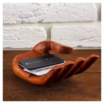 Сувенир дерево "Визитница рука" 20х12х7 см