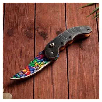 Сувенир деревянный "Ножик автоматический раскладной" разноцветный винтаж