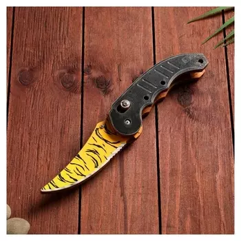 Сувенир деревянный "Ножик автоматический раскладной" тигровый