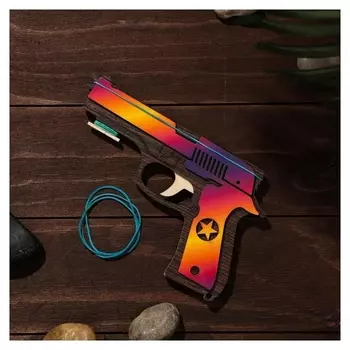 Сувенир деревянный «Резинкострел, красная звезда» + 4 резинки